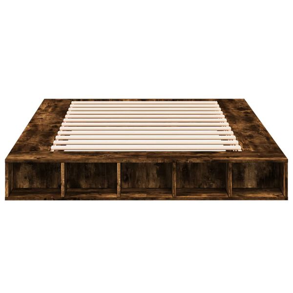 vidaXL Sengeramme røkt eik 150x200 cm konstruert tre