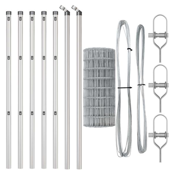 vidaXL Gjerde med stolpe s&oslash;lv 0,4 x 25 m St&aring;l og PVC