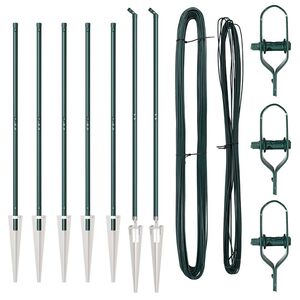 vidaXL Gjerdep&aring;le 7 pcs gr&oslash;nn St&aring;l