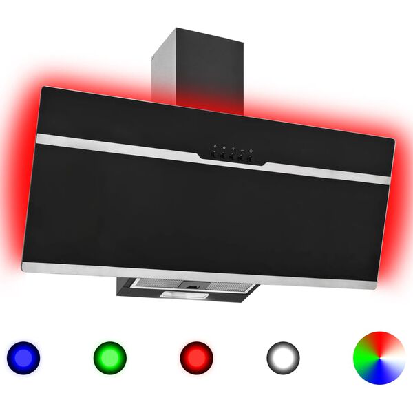 vidaXL Vegghengt kj&oslash;kkenvifte RGB 90 cm rustfritt st&aring;l og herdet glass