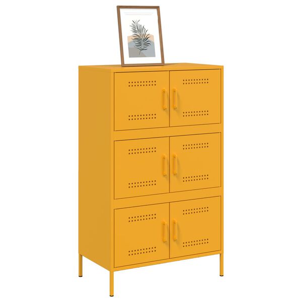 vidaXL Highboard sennepsgul 68x39x113 cm st&aring;l