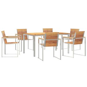 vidaXL HageSpisestueSett 7 pcs MassivTeakTre