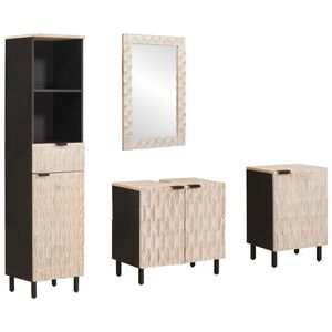 vidaXL Badev&aelig;relses Sett 4 pcs Hvit Vask Finish Massiv mango tre