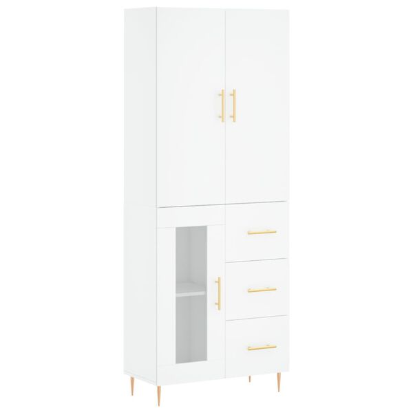 vidaXL Highboard hvit 69,5x34x180 cm konstruert tre