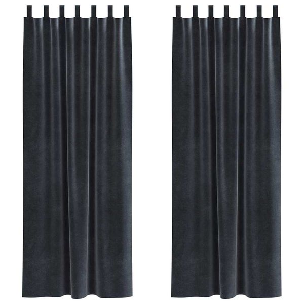 vidaXL Blendingsgardiner 2 pcs M&oslash;rkegr&aring; 140 x 225 cm Fl&oslash;yel