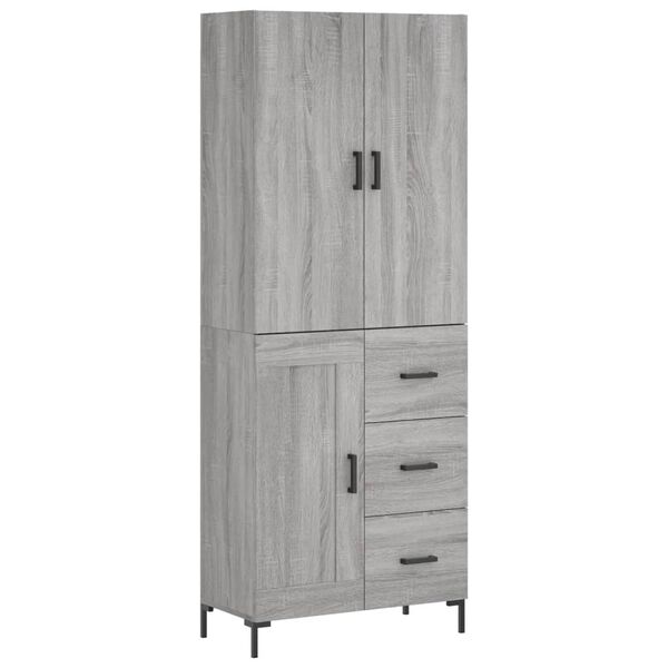 vidaXL Highboard gr&aring; sonoma 69,5x34x180 cm konstruert tre