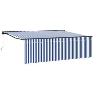 vidaXL Uttrekkbar markise Bl&aring; og hvit 400 &times; 300 cm