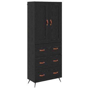 vidaXL H&oslash;yskap Svart Eik 69,5 x 34 x 180 cm Konstruert tre