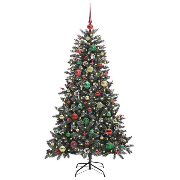vidaXL Kunstig juletre med 150 LED gr&oslash;nn 150 cm PVC og plast og st&aring;l