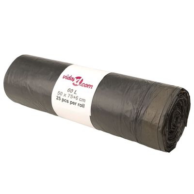 vidaXL Søppelposer med snorer 250 stk svart 60 L
