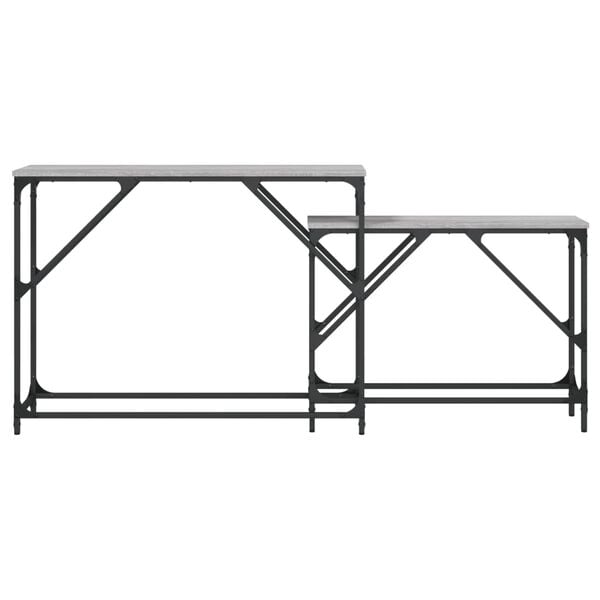 vidaXL Stablebare konsollbord 2 stk gr&aring; sonoma konstruert tre