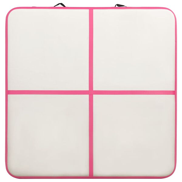 vidaXL Oppbl&aring;sbar gymnastikkmatte med pumpe 200x200x10 cm PVC rosa