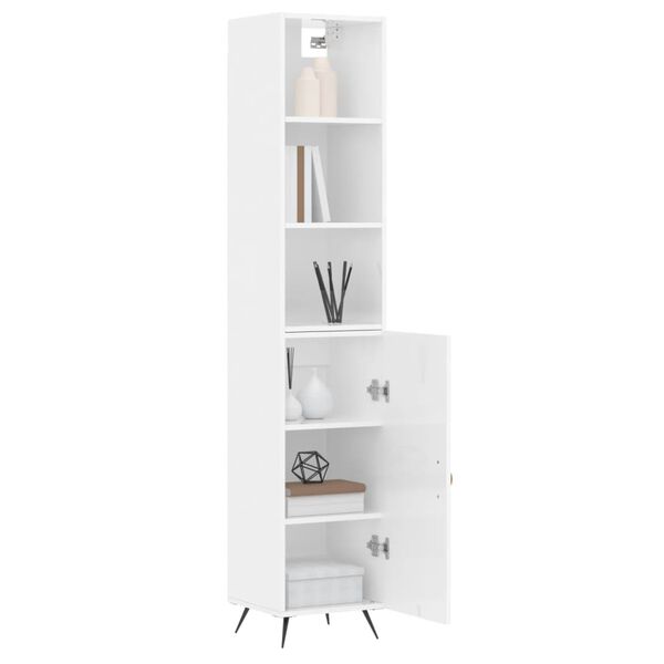 vidaXL Highboard h&oslash;yglans hvit 34,5x34x180 cm konstruert tre