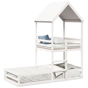 vidaXL K&oslash;yeseng med tak hvit 90x200 cm heltre furu