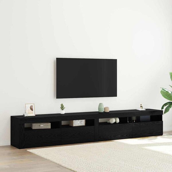 vidaXL TV-benksett 3 pcs Svart Eik 240 x 35 x 40 cm Konstruert tre
