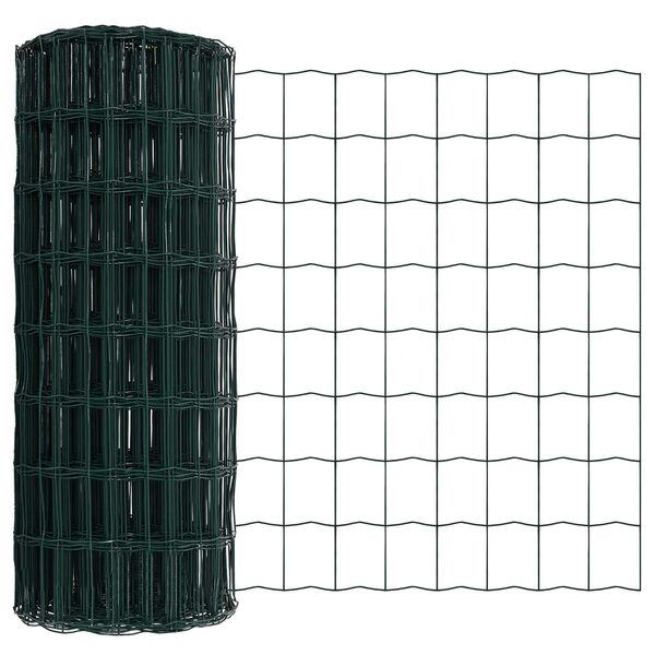 vidaXL Euro gjerde gr&oslash;nn 0,6 x 50 m PVC-belagt jern
