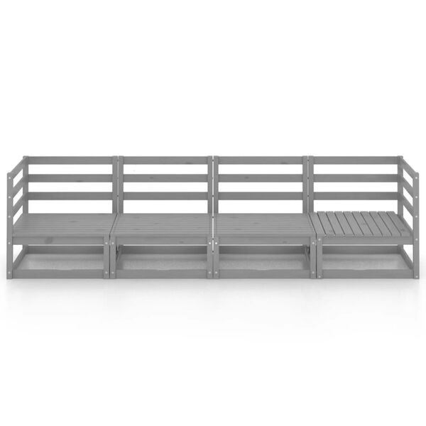 vidaXL 4-seters hagesofa gr&aring; heltre furu