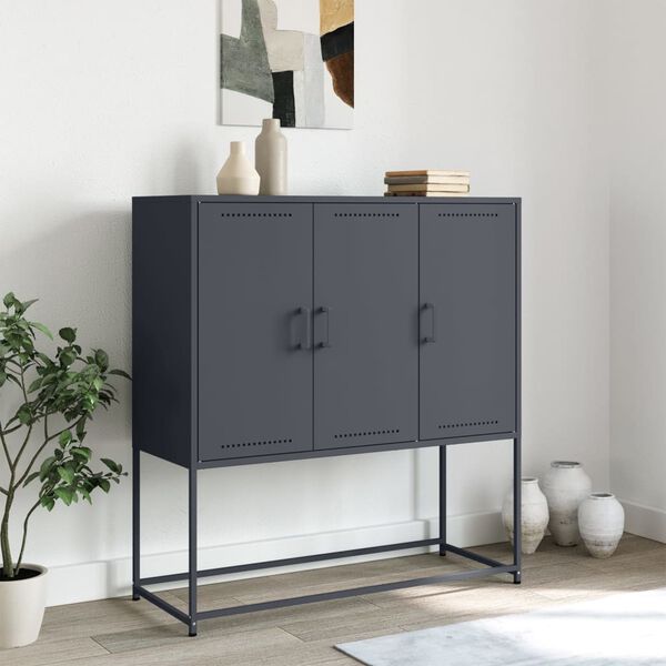 vidaXL Highboard antrasitt 100,5x39x107 cm stål