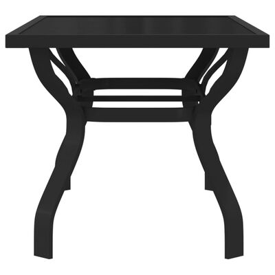 vidaXL Hagebord svart 140x70x70 cm stål og glass