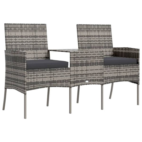 vidaXl Hagesofa 2-seters med tebord polyrotting antrasitt