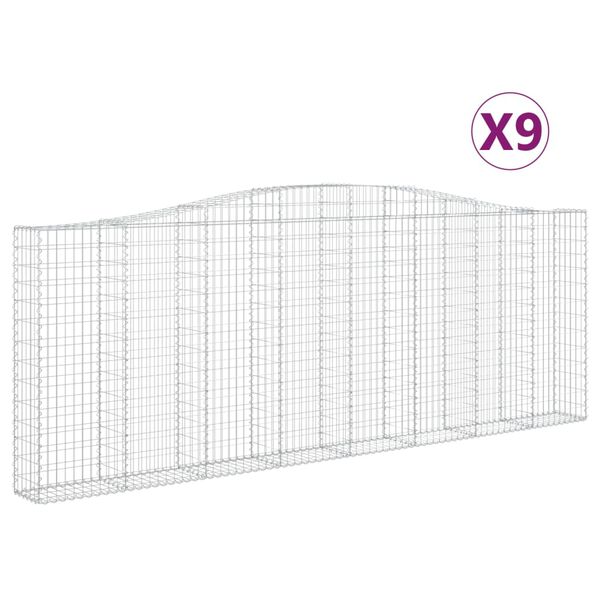 vidaXL Gabionkurver buede 9 stk 400x30x140/160 cm galvanisert jern