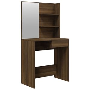 vidaXL Sminkebord med speil brun eik 74,5x40x141 cm