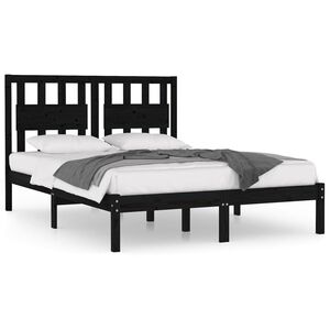 vidaXL Sengeramme svart heltre furu 140x190 cm