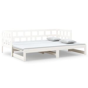 vidaXL Uttrekkbar dagseng hvit heltre furu 2x(90x190) cm