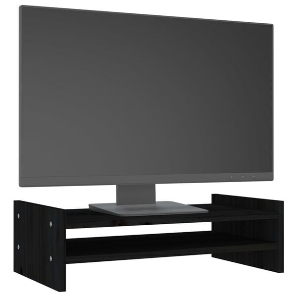 vidaXL Monitorstativ svart 50x27x15 cm heltre furu