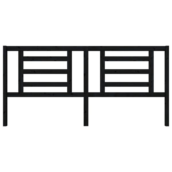 vidaXL Sengegavl svart 206x4x100 cm heltre furu