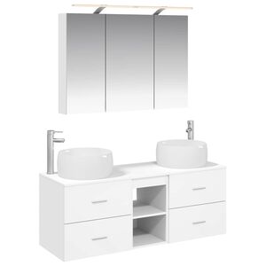 vidaXL Baderomsinnredningssett 4 pcs Hvit Konstruert tre og glass