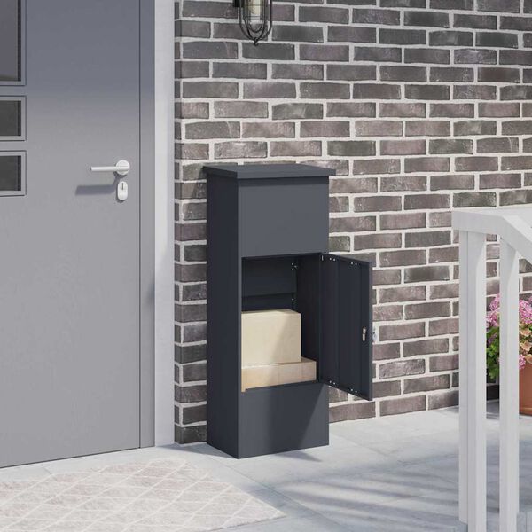 vidaXL Pakkeinnkast med lagring Antrasitt 44,5 x 29 x 110,5 cm St&aring;l