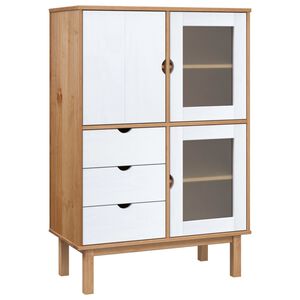 vidaXL Highboard OTTA brun og hvit 85x43x125 cm heltre furu