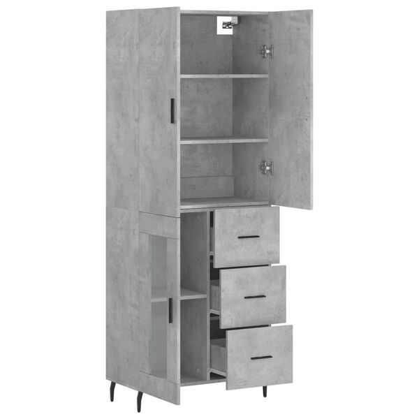 vidaXL Highboard betonggr&aring; 69,5x34x180 cm konstruert tre