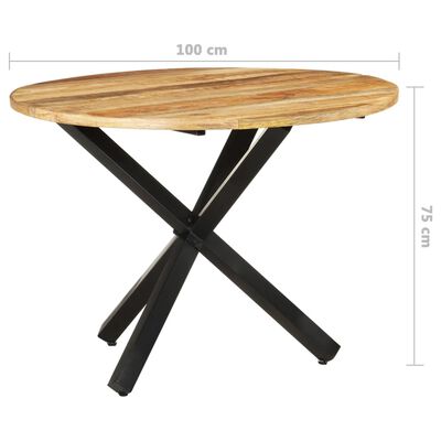 vidaXL Spisebord rundt 100x100x75 cm grovt mangotre