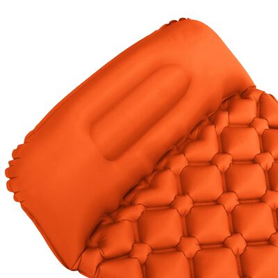 vidaXL Oppblåsbar luftmadrass med pute 58x190 cm oransje