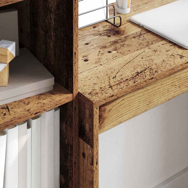 vidaXL Skrivebord med skuff 2 pcs Gammelt tre