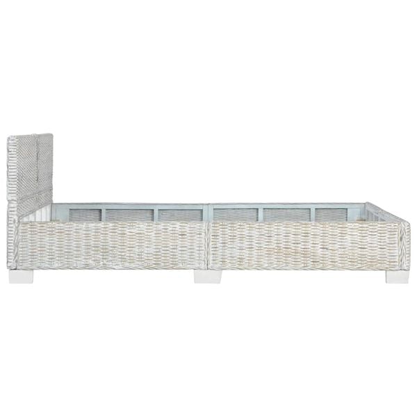 vidaXL Sengeramme grå naturlig rotting 140x200 cm