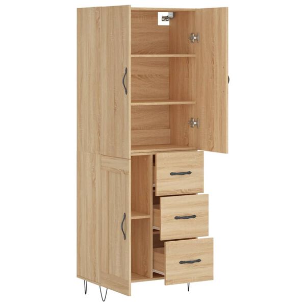 vidaXL Highboard sonoma eik 69,5x34x180 cm konstruert tre