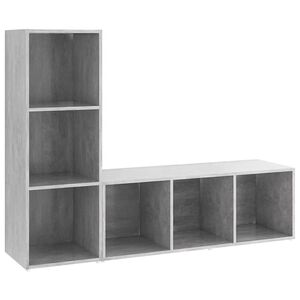 vidaXL TV-benker 2 stk betonggr&aring; 107x35x37 cm konstruert tre