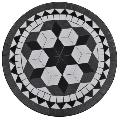 vidaXL Bistrobord svart og hvitt 60 cm mosaikk