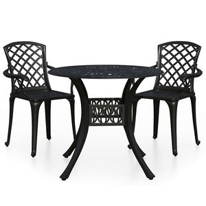 vidaXL Bistrosett 3 deler st&oslash;pt aluminium svart