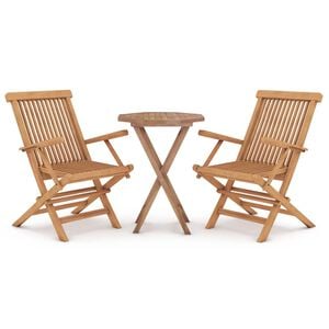 vidaXL Hagespisestuesett 3 deler heltre teak