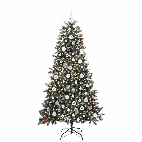 vidaXL Kunstig juletre med 300 LED gr&oslash;nn 180 cm PVC og plast og st&aring;l