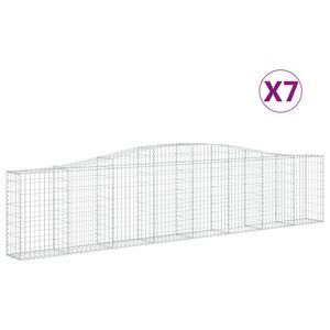 vidaXL Gabionkurver buede 7 stk 400x30x80/100 cm galvanisert jern