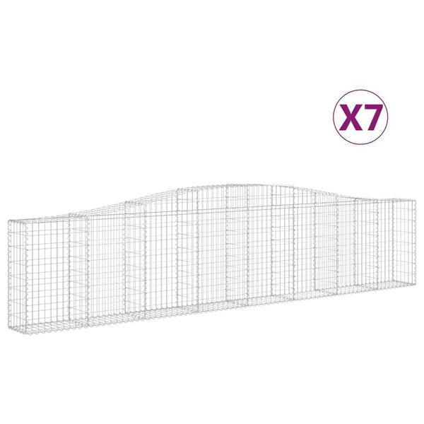 vidaXL Gabionkurver buede 7 stk 400x30x80/100 cm galvanisert jern