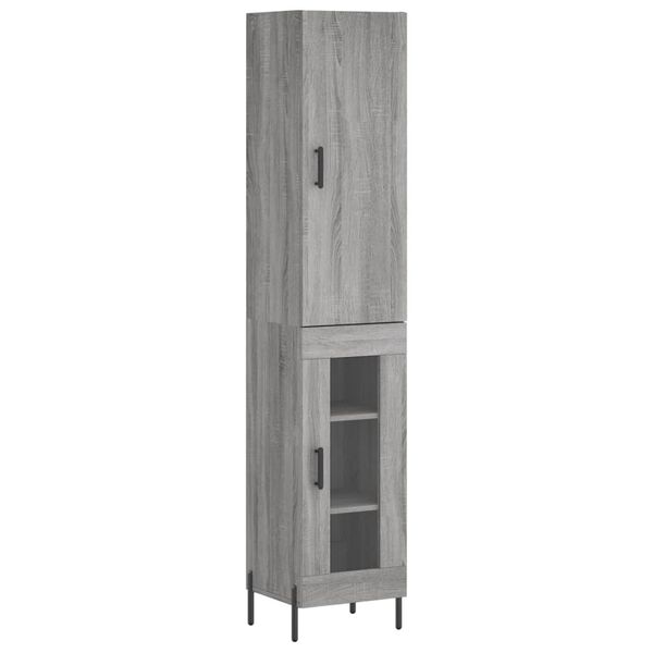 vidaXL Highboard gr&aring; sonoma 34,5x34x180 cm konstruert tre