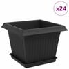 vidaXL Plantepotter 24 stk. Svart Plast