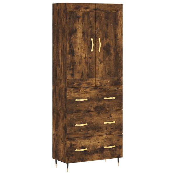 vidaXL Highboard røkt eik 69,5x34x180 cm konstruert tre