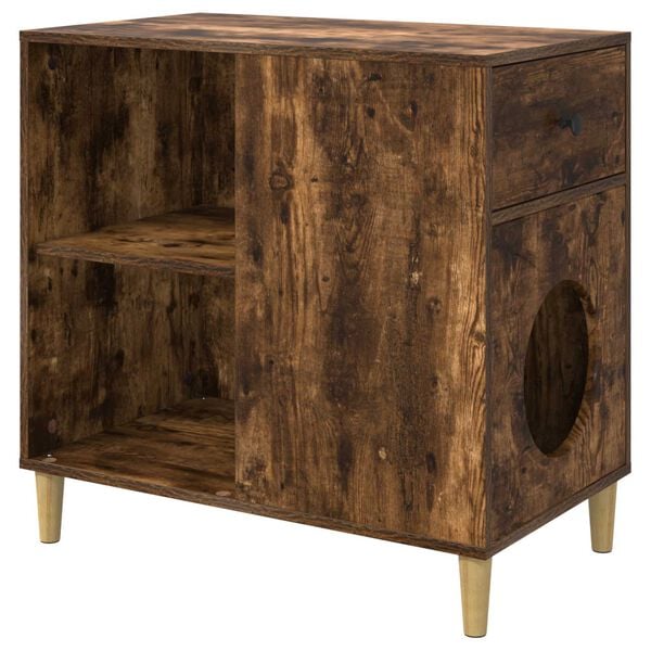 vidaXL Katt Hus R&oslash;kt eik 72 x 42.5 x 70 cm Konstruert tre